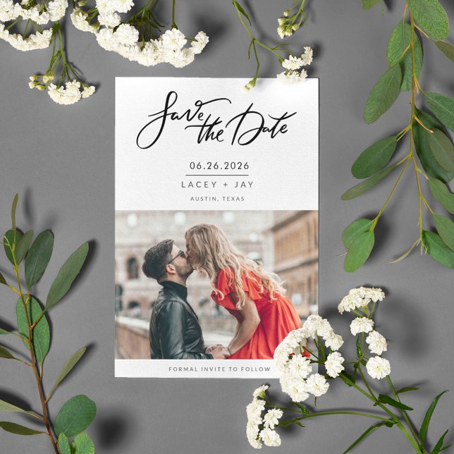 Black White Photo Wedding Save the Date (Black White Photo Wedding Save the Date)