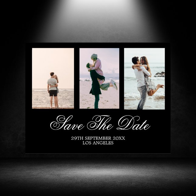 Black White Photo Wedding Save The Date  Holiday Postcard (Creator Uploaded)