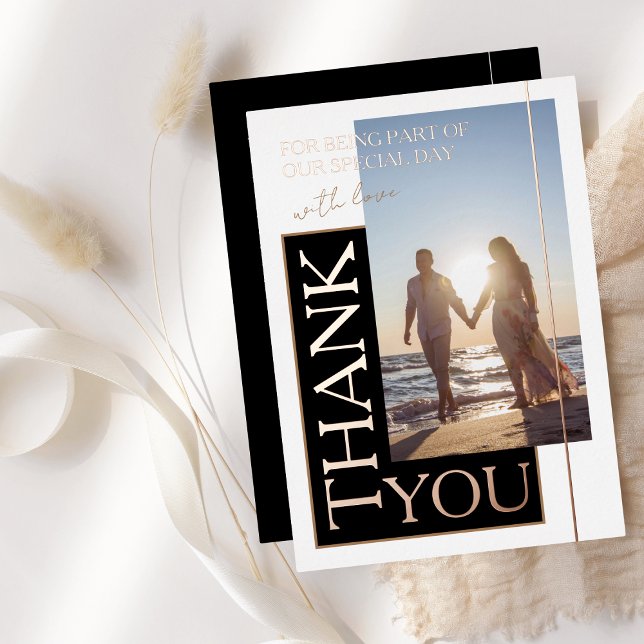 Black White Photo Wedding Thank You Rose (Creator Uploaded)