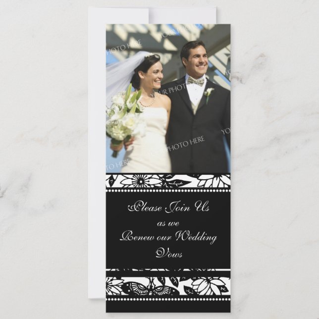 Black & White Photo Wedding Vow Renewal Invitation (Front)