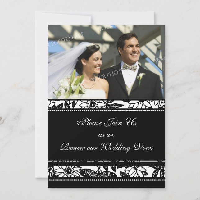 Black & White Photo Wedding Vow Renewal Invitation (Front)