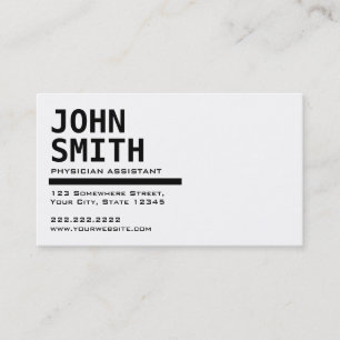 Black & White Physician Assistant Business Card