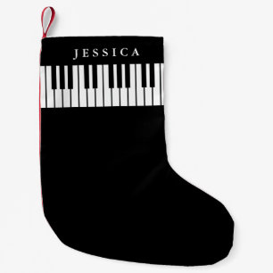Black & White Piano Keyboard Small Christmas Stocking
