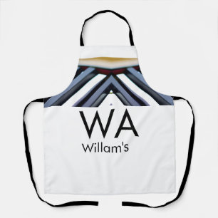 Black white piano keys add name initial letter mon apron