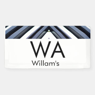 Black white piano keys add name initial letter mon banner