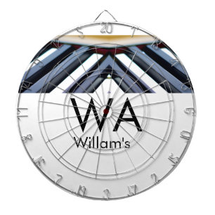 Black white piano keys add name initial letter mon dartboard