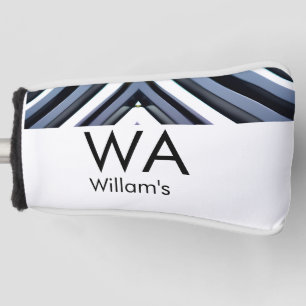 Black white piano keys add name initial letter mon golf head cover