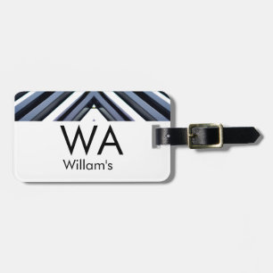 Black white piano keys add name initial letter mon luggage tag