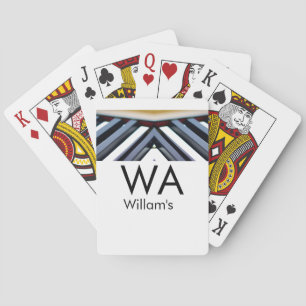 Black white piano keys add name initial letter mon playing cards