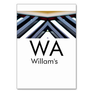 Black white piano keys add name initial letter mon table number