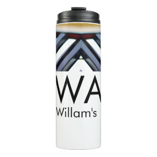 Black white piano keys add name initial letter mon thermal tumbler