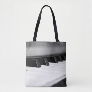 Black & White Piano Keys on a Keyboard Tote Bag