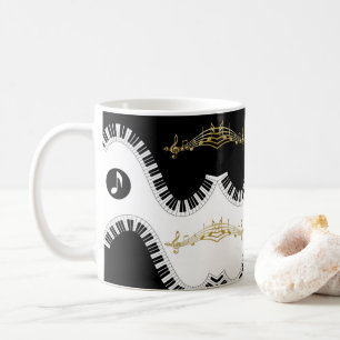 Black White Piano Music Notes Mug