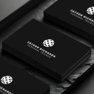 Black & White Pickleball Coaching Personal Trainer Business Card