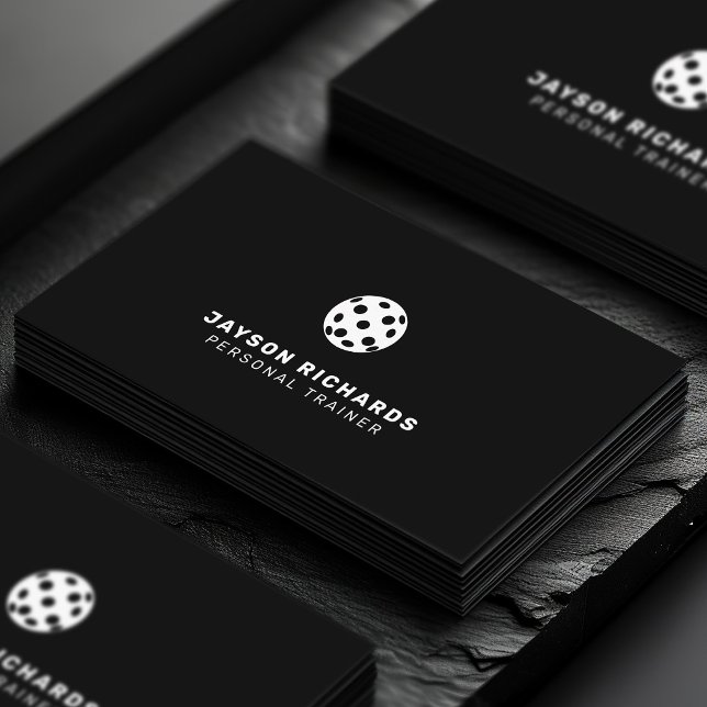 Black & White Pickleball Coaching Personal Trainer Business Card (Creator Uploaded)