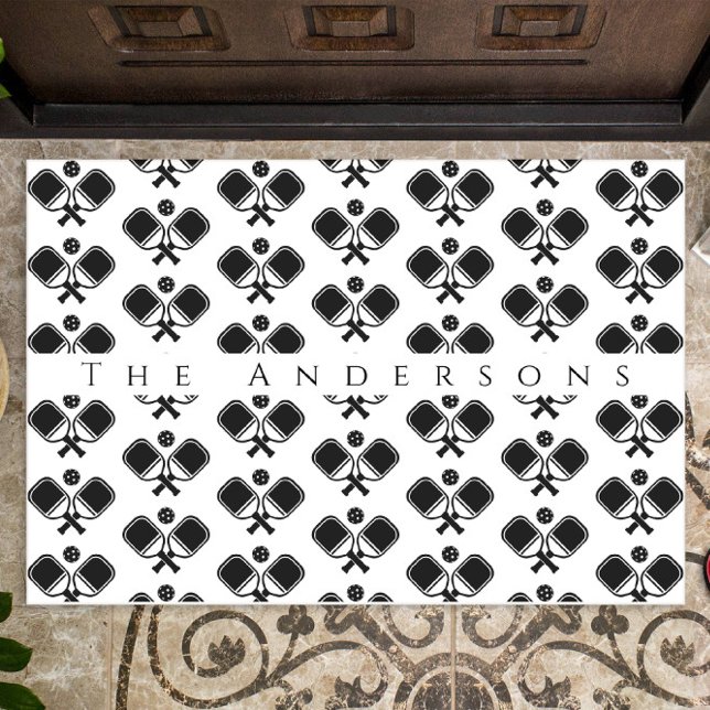 Black & White | Pickleballs & Paddles  Doormat (Creator Uploaded)