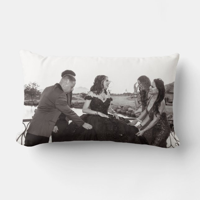 Black & White Pillow- Vasquez Family Lumbar Cushion (Front)