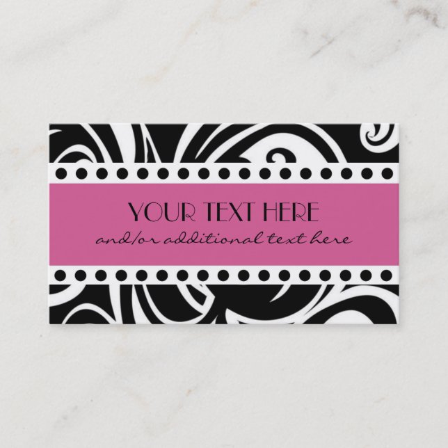 Black & White, Pink Business Card (Front)