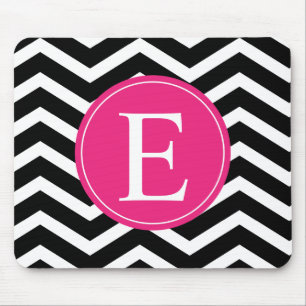 Black White Pink Chevron Custom Mouse Pad