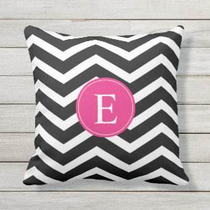 Black White Pink Chevron Custom Outdoor Cushion