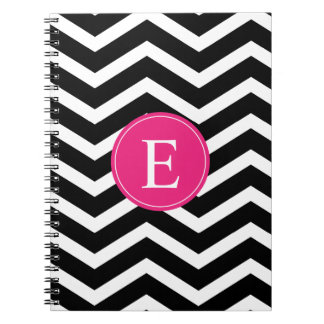 Black White Pink Chevron Custom Spiral Notebook