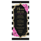 Black White Pink Gold Menu Card