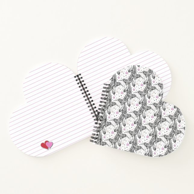 Black,white,pink Hummingbirds IV Notebook (Inside)