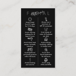 Black White Pink Physical Printed Facial Aftercare Business Card