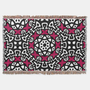 Black White Pink Pop Woven Throw Blanket