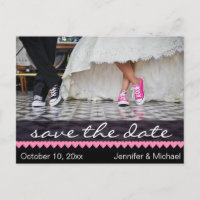 Black White Pink Sneakers Save the Date