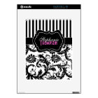 Black White Pink Striped Damask iPad 1 Skin