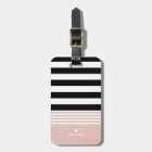 Black, White & Pink Striped Personalised