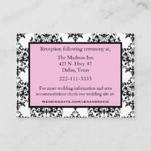 Black, White, & Pink Wedding enclosure cards