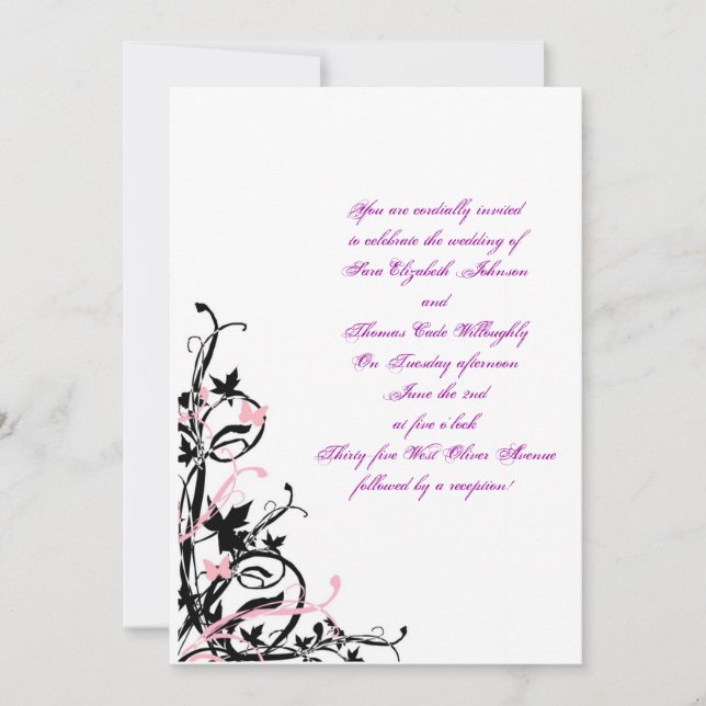black_white_pink_wedding_invitation_template, Y... Invitation (Front)