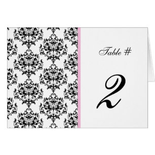Black, White, & Pink Wedding Table Number
