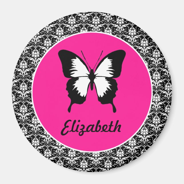 Black & White & Pink with Wings Magnet (Front)