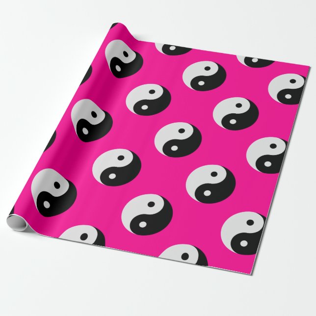 black white pink yin yang wrapping paper (Unrolled)