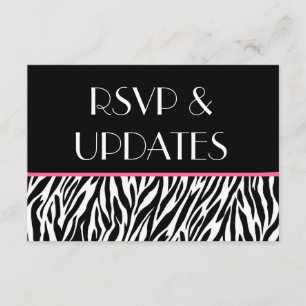 Black White Pink Zebra Website RSVP and Info Cards