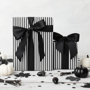 Black & White Pinstripe Halloween Wrapping Paper