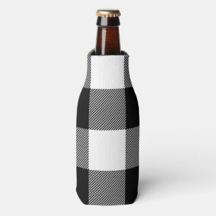 Black & White Plaid Can Cooler