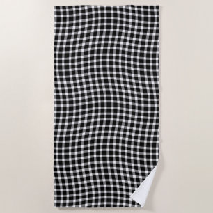 Black White Plaid Checker Seamless Pattern Beach Towel