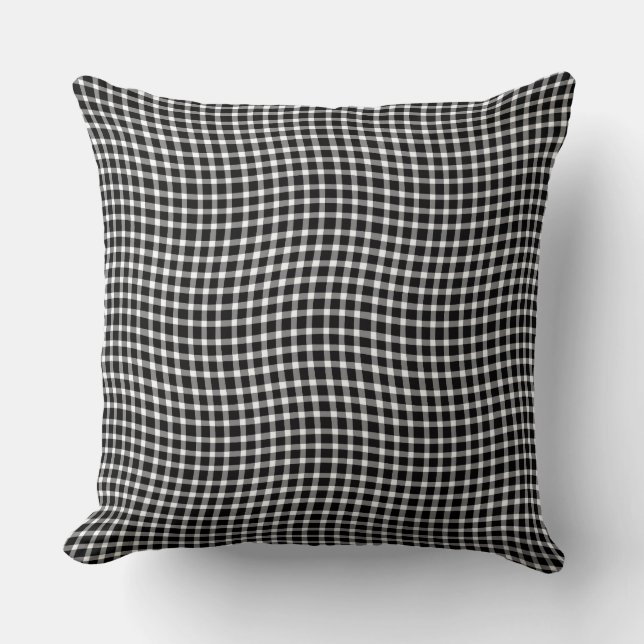 Black White Plaid Checker Seamless Pattern Cushion (Front)