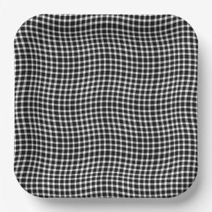 Black White Plaid Checker Seamless Pattern Paper Plate