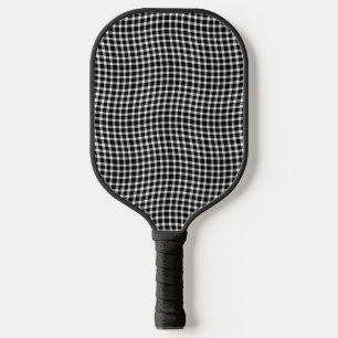 Black White Plaid Checker Seamless Pattern Pickleball Paddle