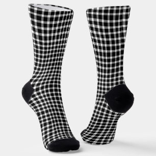 Black White Plaid Checker Seamless Pattern Socks