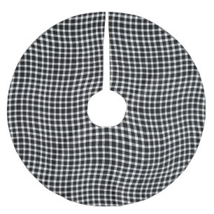 Black White Plaid Chequered Seamless Pattern Brushed Polyester Tree Skirt