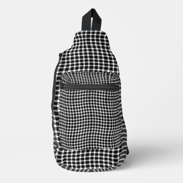 Black White Plaid Chequered Seamless Pattern Sling Bag (Front)
