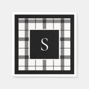 Black, White, Plaid, Classy, Chic, Modern Napkin