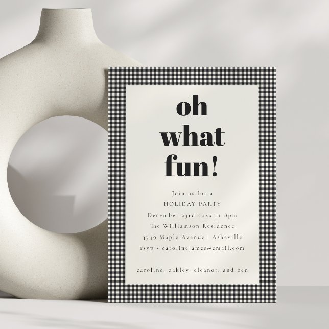 Black White Plaid Festive Christmas Party Holiday Invitation (Creator Uploaded)