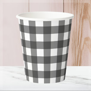 Black & White Plaid Gingham Paper Cups